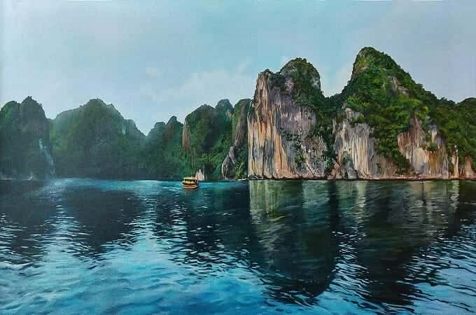 La baie d'Halong en peinture acrylique ou peinture de l'huile