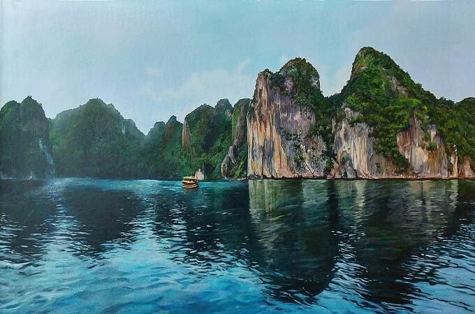 La baie d'Halong en peinture acrylique ou peinture à l'huile