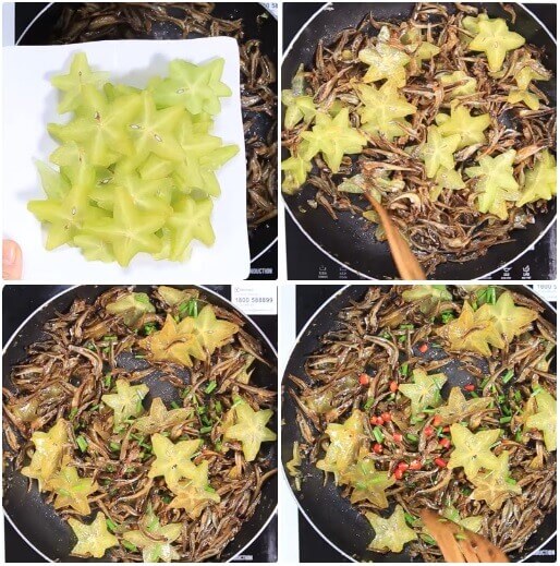 Anchois sautés caramboles