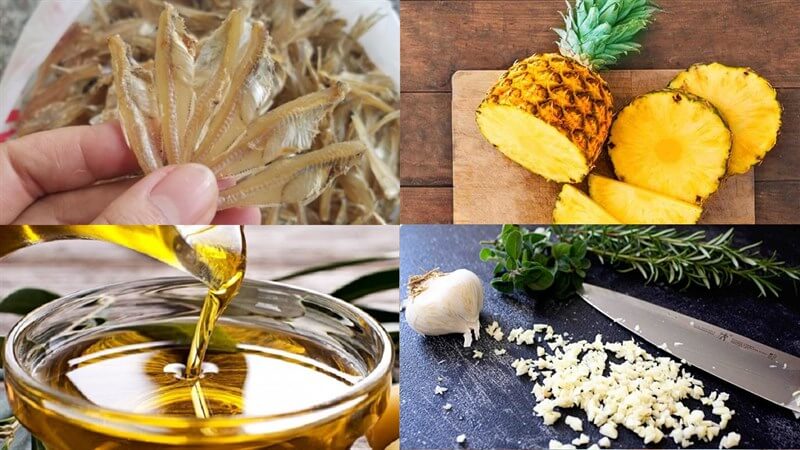 Ingrédients anchois ananas