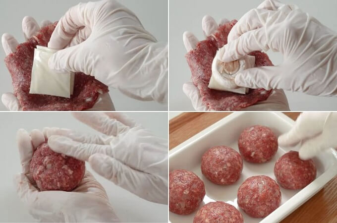 Enveloppez soigneusement la garniture et roulez-la en boules