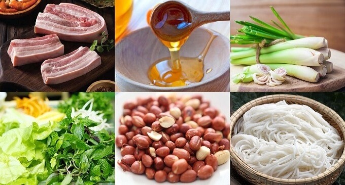Les ingrédients de bun thit nuong