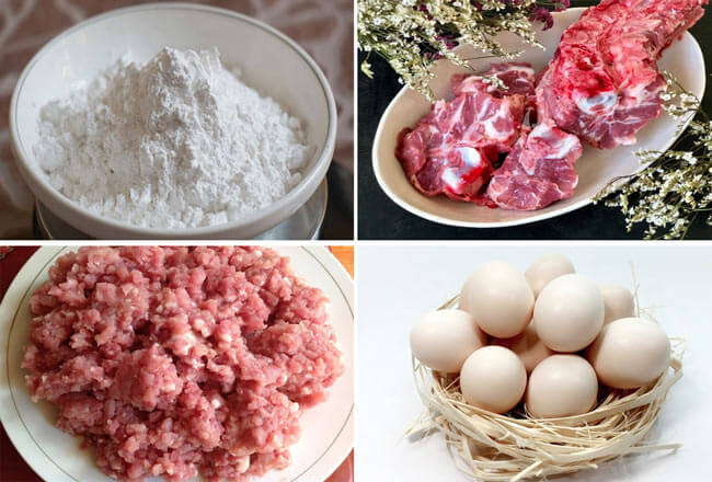 Les ingrédients pour faire des raviolis vietnamiens style Cao Bang