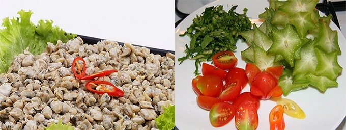 Les ingrédients pour la soupe corbicules