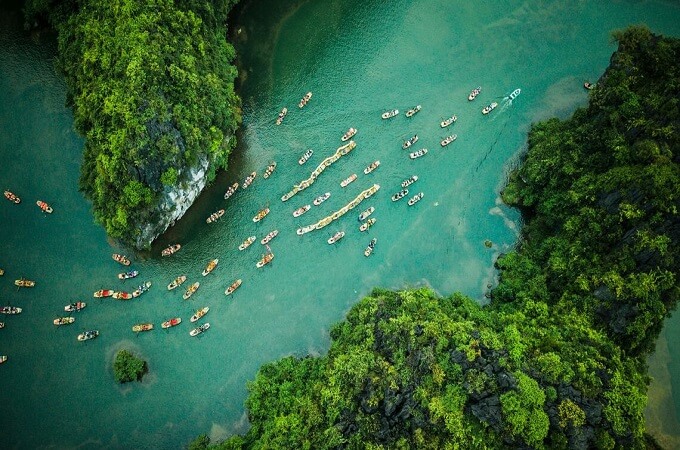 Complexe paysager de Trang An vue du ciel, Ninh Binh