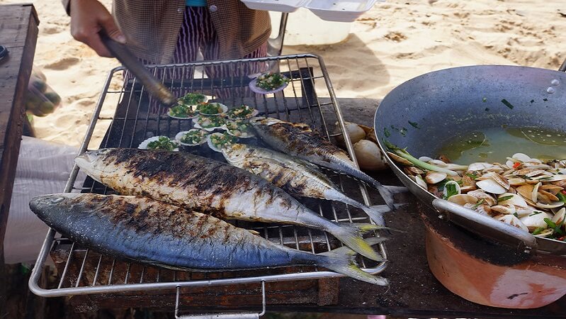 Le marché des fruits de mer et produits de la mer à Ho Tram