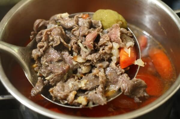 Ajoutez le boeuf à la fin