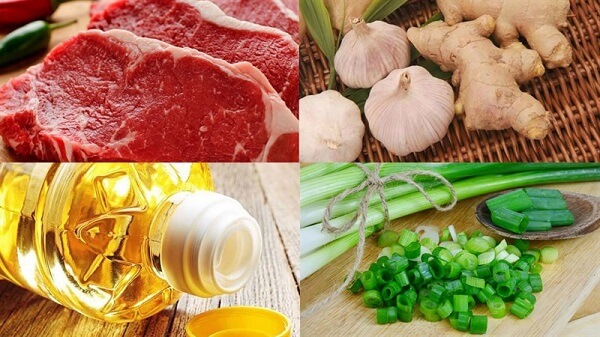 Ingrédients pour boeuf braisé gingembre