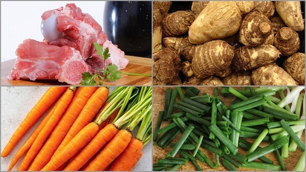 Ingrédients pour soupe taro