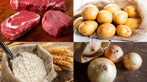 Ingrédients pour tarte au boeuf