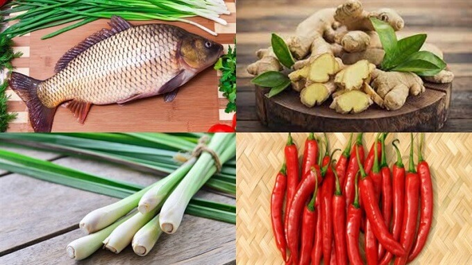 Les ingrédients pour ca chep kho gung