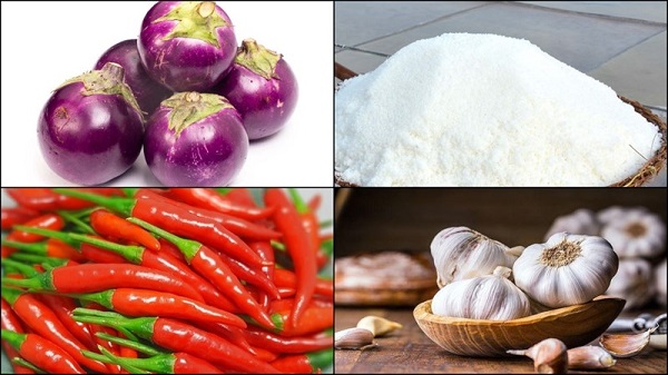 Les ingrédients pour faire des pickles aubergines