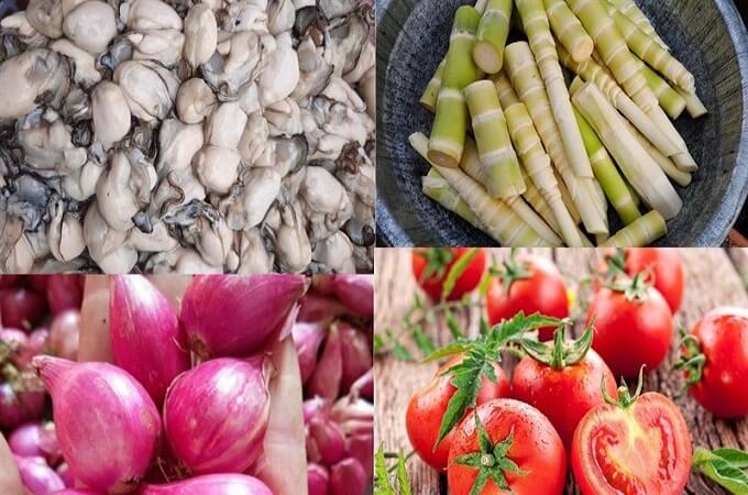 Les ingrédients pour la soupe d'huîtres