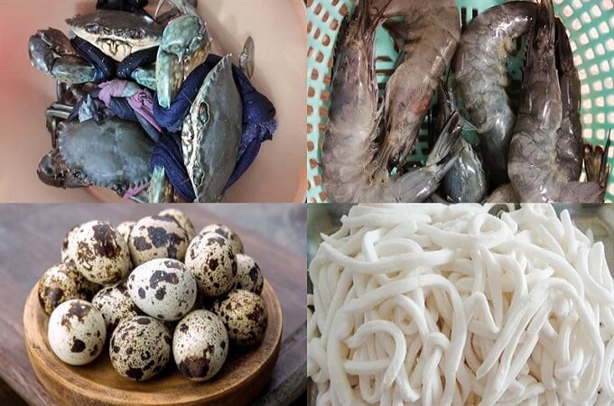 Les ingrédients pour le banh canh cua
