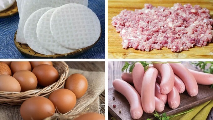 Les ingrédients pour le banh trang nuong