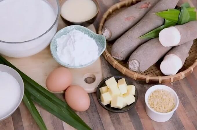 Les ingrédients pour le gâteau de manioc