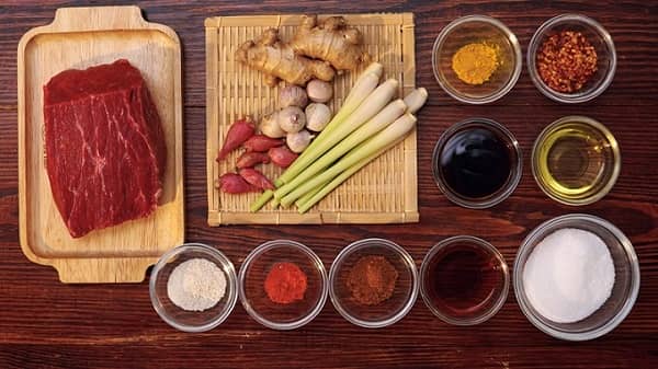 Les ingrédients pour le thit bo kho