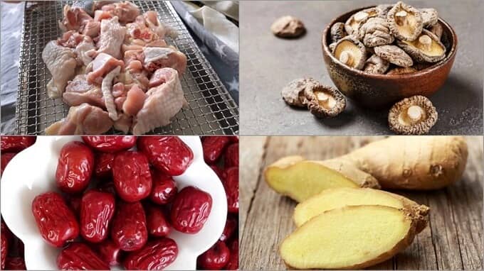 Les ingrédients pour mì gà nấm